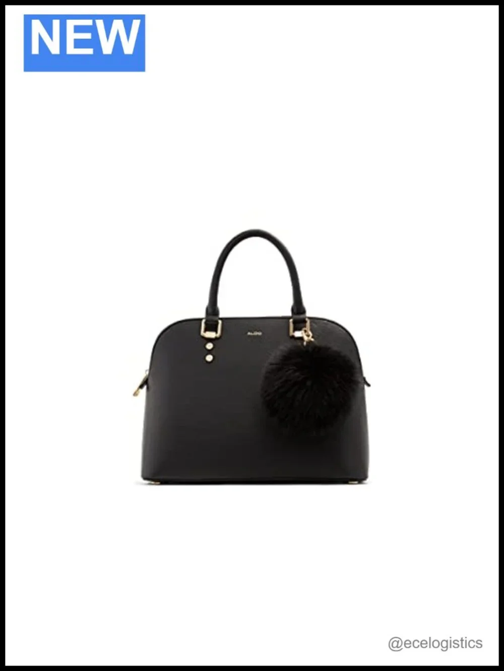 Faux Leather Dome Satchel Handbag with Adjustable Strap